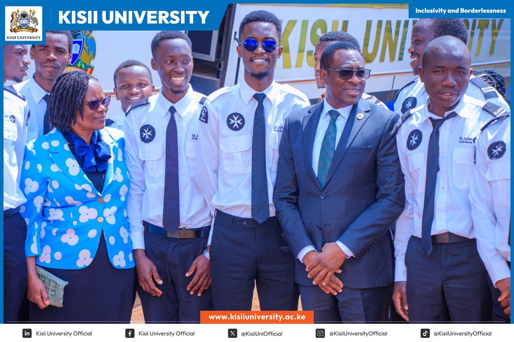 Students gathered on the Kisii University campus